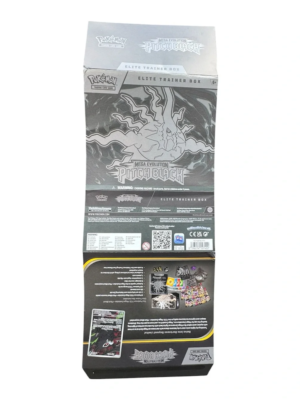 Pokemon Mega Evolution Pitch Black Elite Trainer Box(EMPTY BOX)- Silver & Black